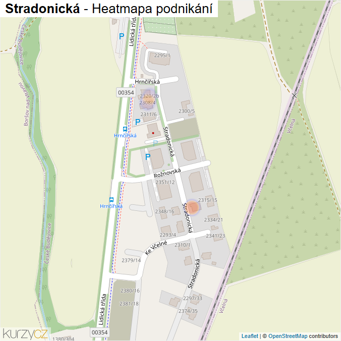 Mapa Stradonická - Firmy v ulici.