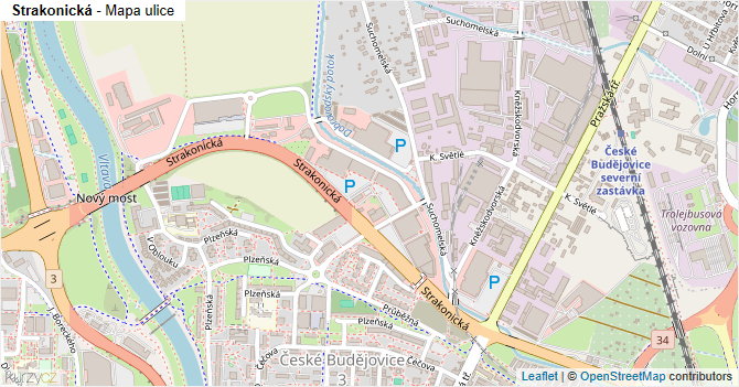 Strakonická - mapa ulice