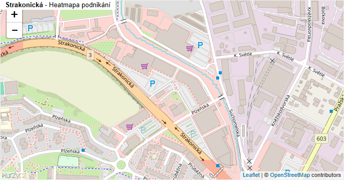 Strakonická - mapa podnikání