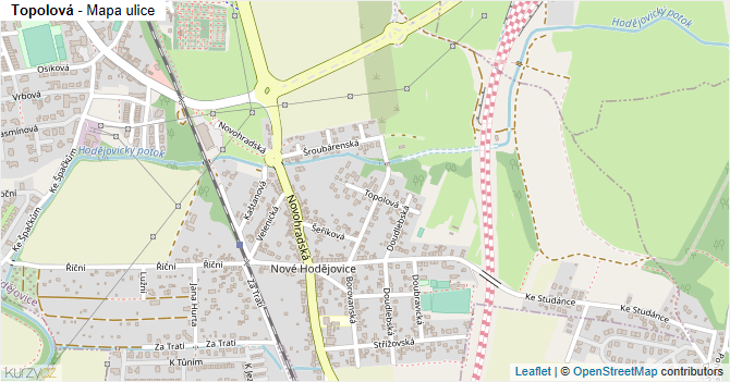 Topolová - mapa ulice