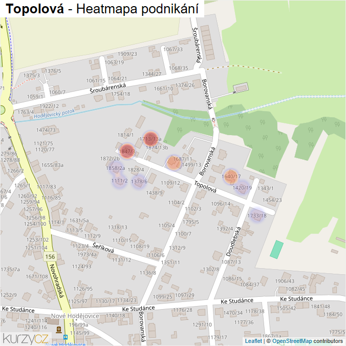 Mapa Topolová - Firmy v ulici.
