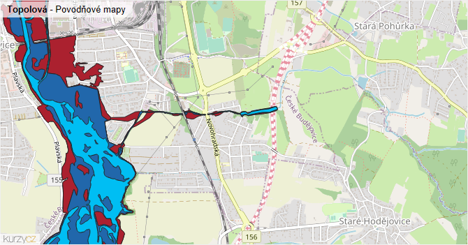 Topolová - záplavové mapy stoleté vody