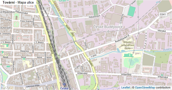 Tovární - mapa ulice