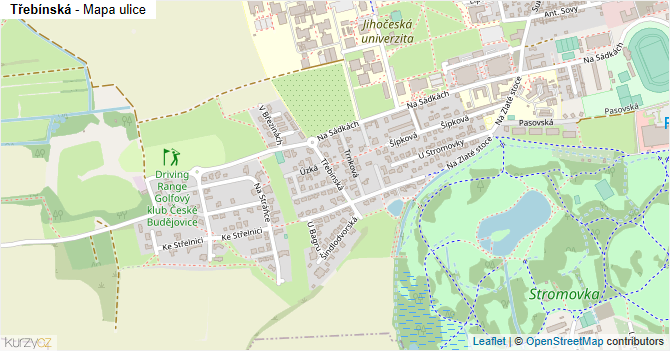 Třebínská - mapa ulice