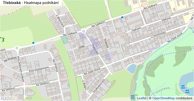 Třebínská - mapa podnikání