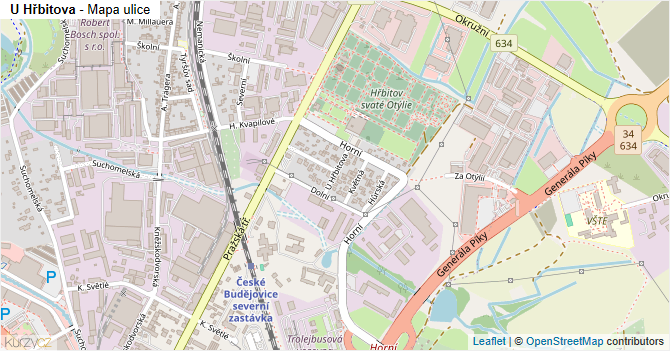 U Hřbitova - mapa ulice