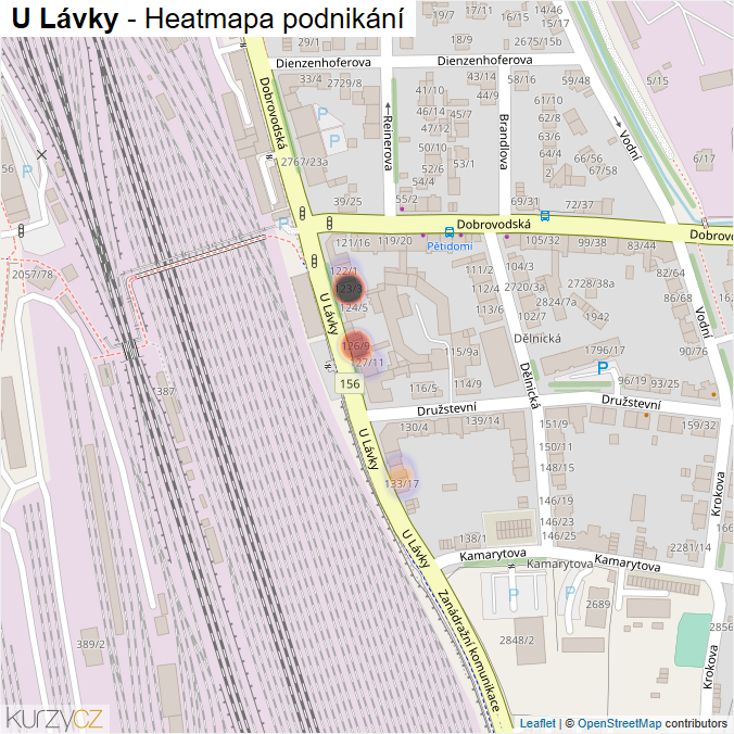 Mapa U Lávky - Firmy v ulici.