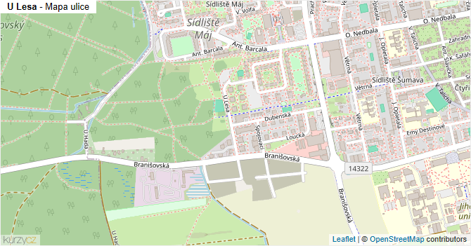 U Lesa - mapa ulice