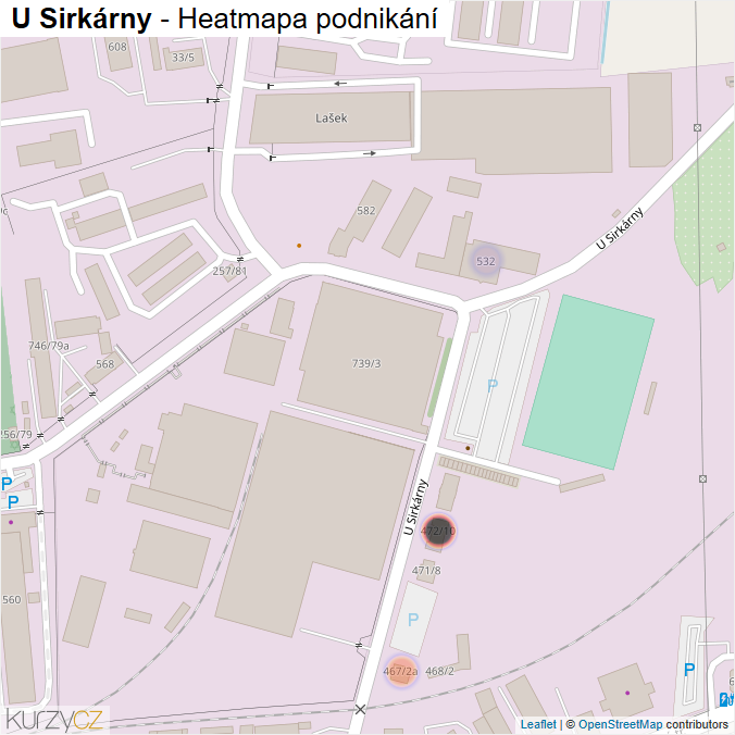 Mapa U Sirkárny - Firmy v ulici.