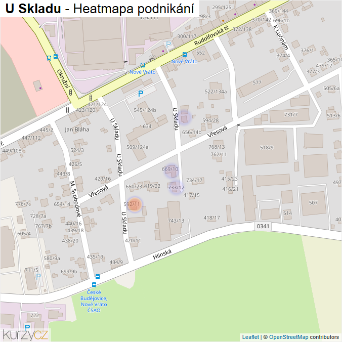 Mapa U Skladu - Firmy v ulici.