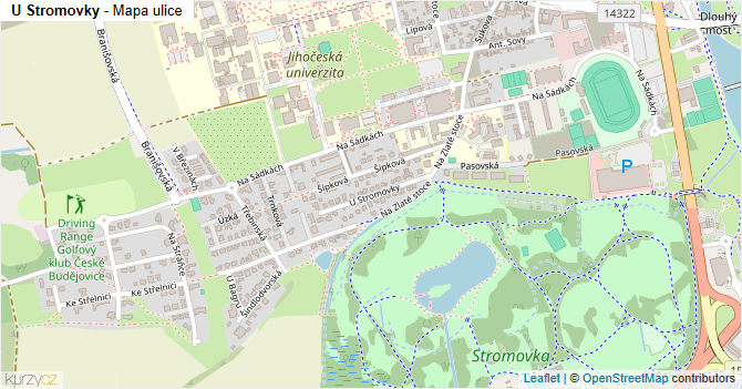 U Stromovky - mapa ulice