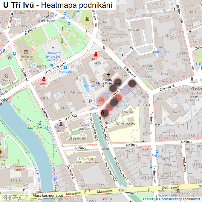 Mapa U Tří lvů - Firmy v ulici.