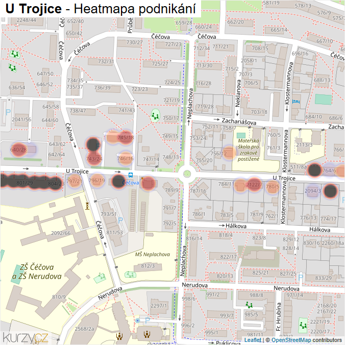 Mapa U Trojice - Firmy v ulici.