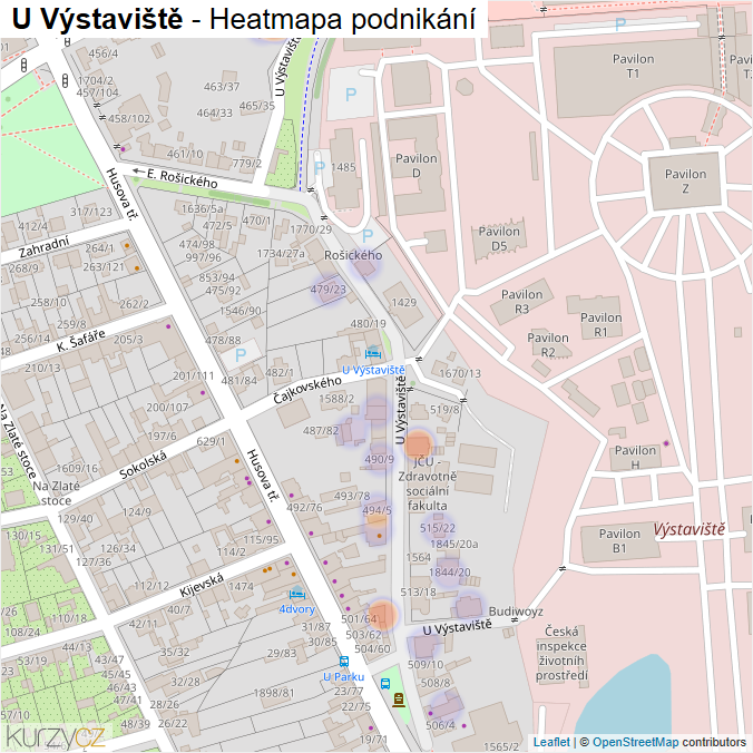 Mapa U Výstaviště - Firmy v ulici.