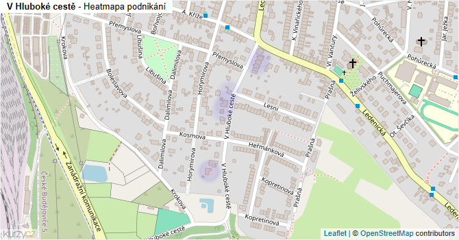 V Hluboké cestě - mapa podnikání