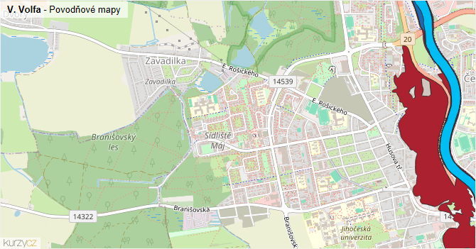 V. Volfa - záplavové mapy stoleté vody