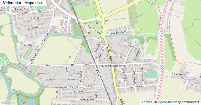 Velenická - mapa ulice