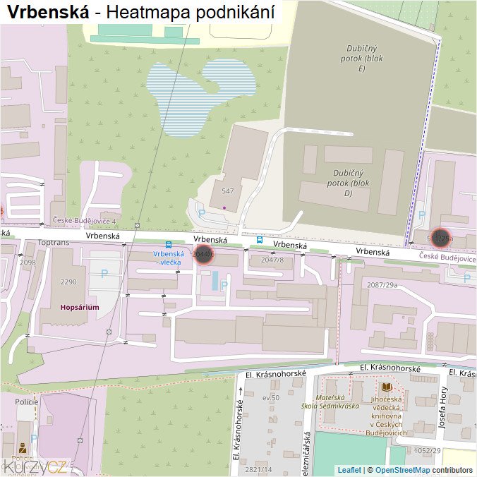 Mapa Vrbenská - Firmy v ulici.