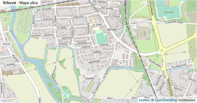 Vrbová - mapa ulice