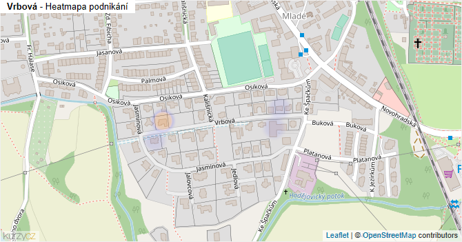 Vrbová - mapa podnikání