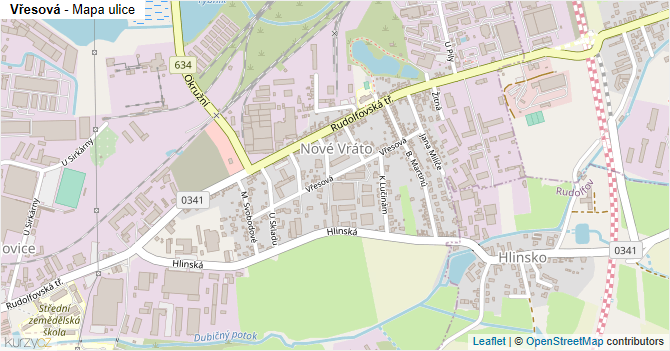 Vřesová - mapa ulice