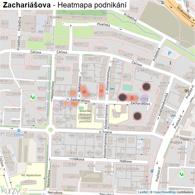 Mapa Zachariášova - Firmy v ulici.