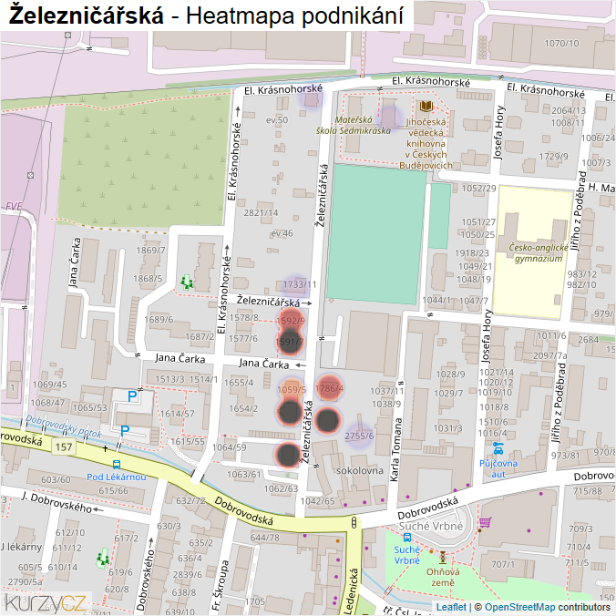 Mapa Železničářská - Firmy v ulici.