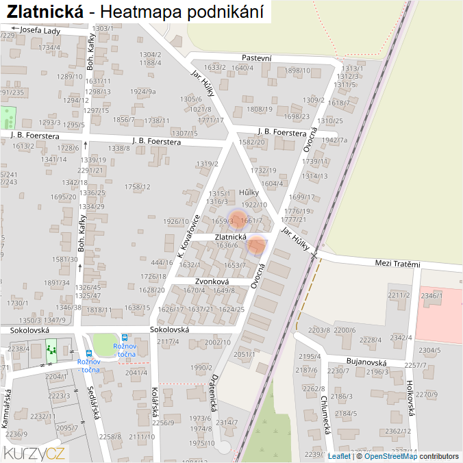 Mapa Zlatnická - Firmy v ulici.
