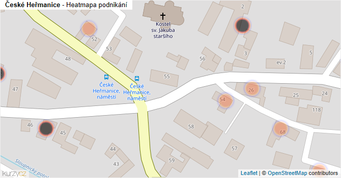 České Heřmanice - mapa podnikání