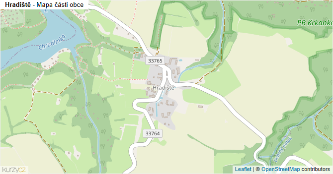 Hradiště - mapa části obce