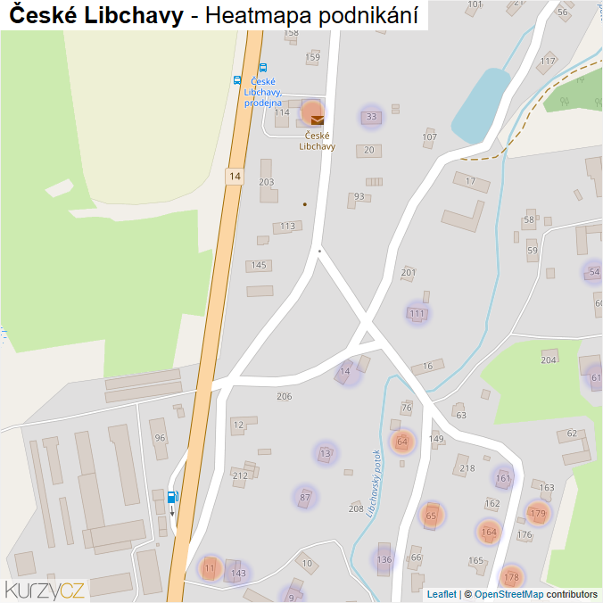 Mapa České Libchavy - Firmy v části obce.