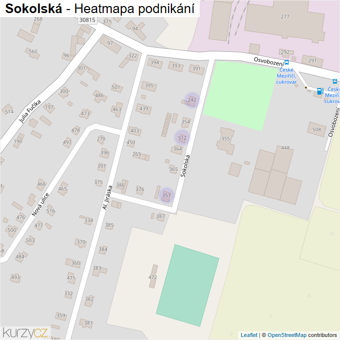 Mapa Sokolská - Firmy v ulici.