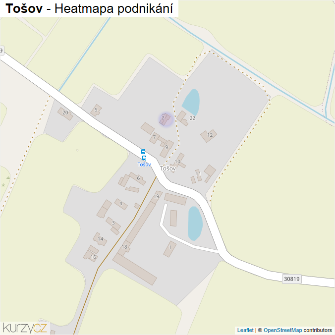 Mapa Tošov - Firmy v části obce.
