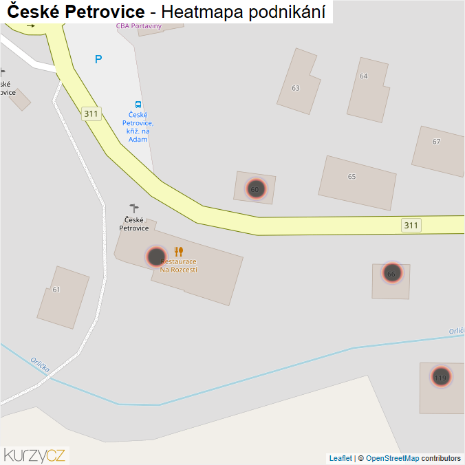 Mapa České Petrovice - Firmy v obci.