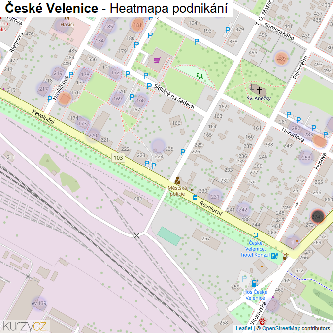 Mapa České Velenice - Firmy v obci.