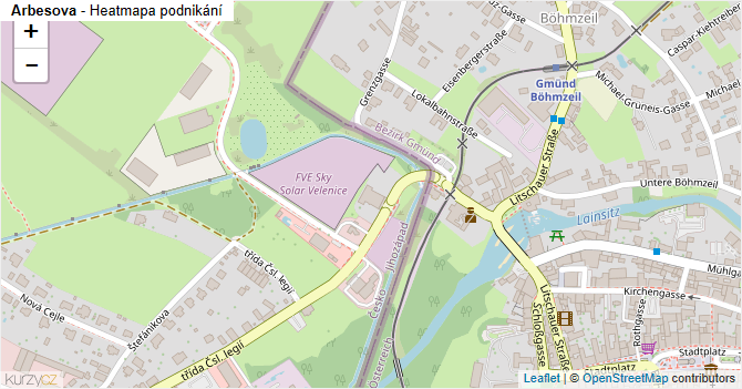 Arbesova - mapa podnikání