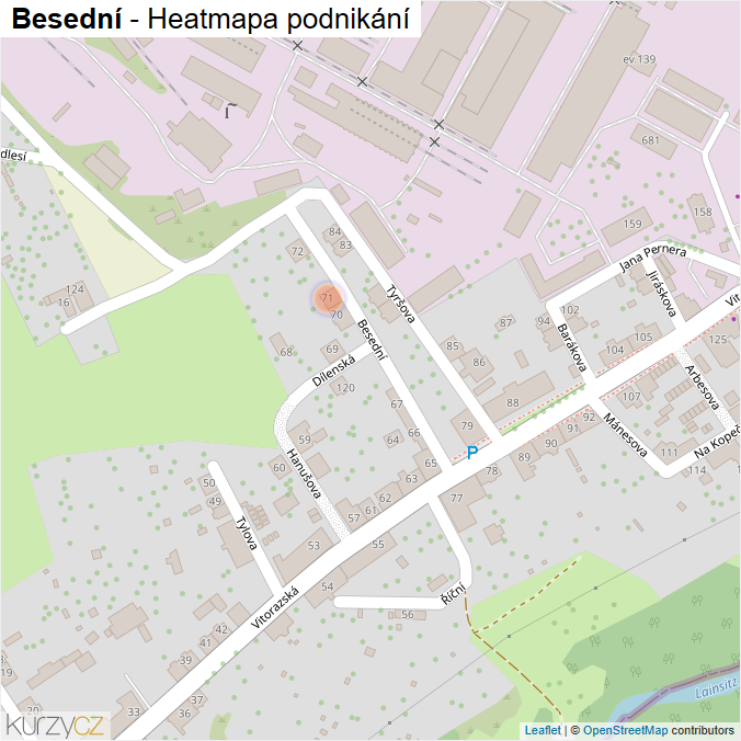 Mapa Besední - Firmy v ulici.