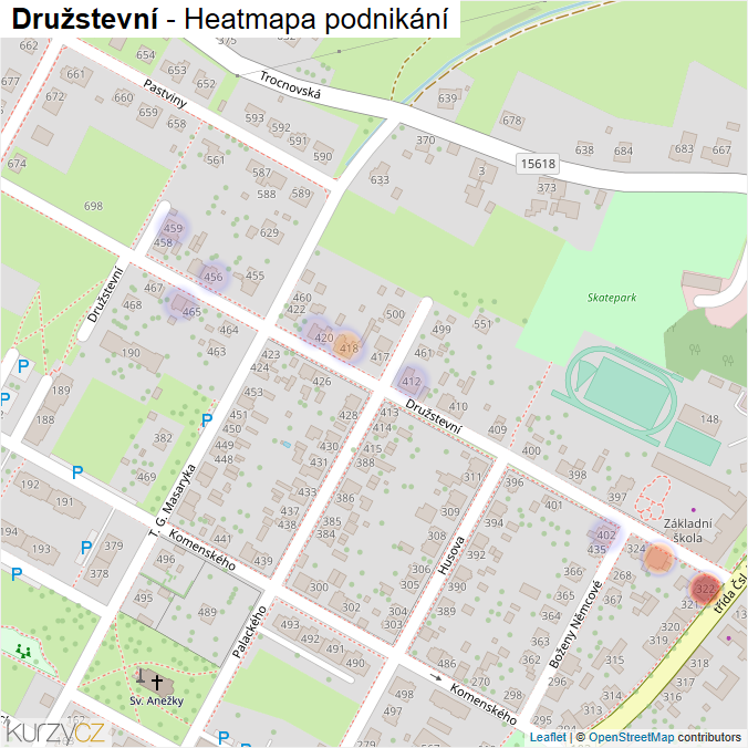 Mapa Družstevní - Firmy v ulici.