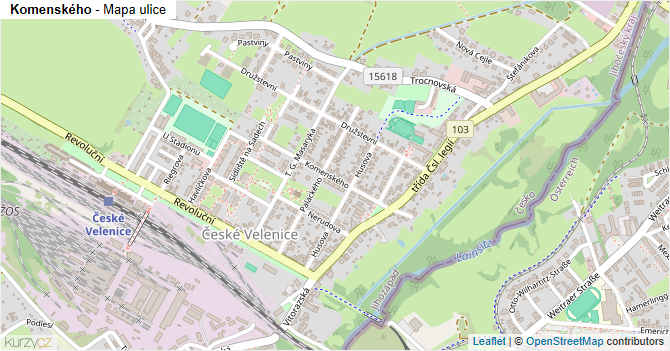 Komenského - mapa ulice