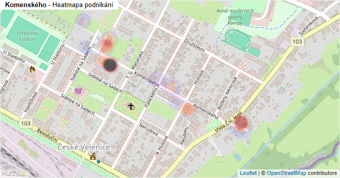 Komenského - mapa podnikání