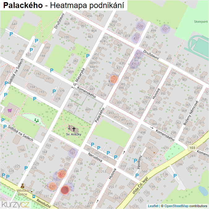 Mapa Palackého - Firmy v ulici.