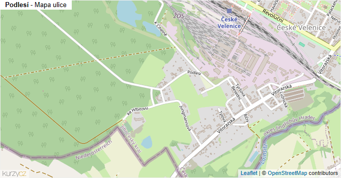 Podlesí - mapa ulice