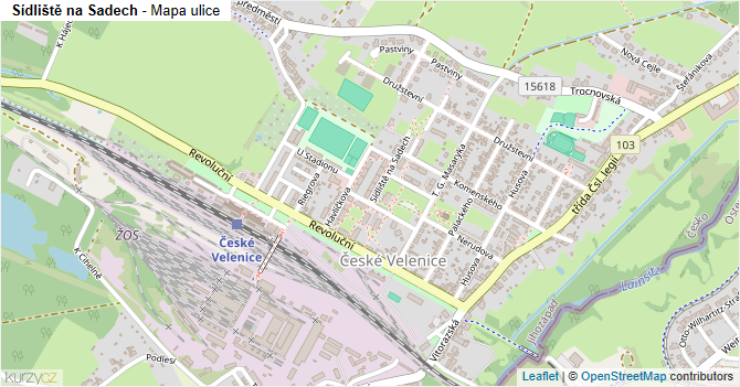 Sídliště na Sadech - mapa ulice