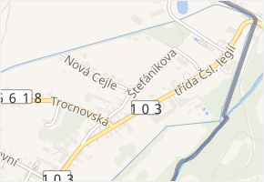 Štefánikova v obci České Velenice - mapa ulice