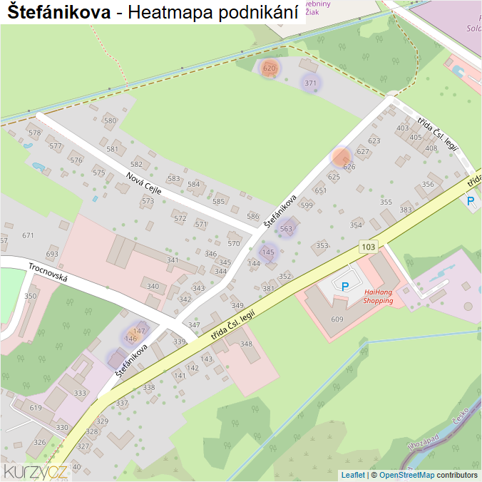 Mapa Štefánikova - Firmy v ulici.