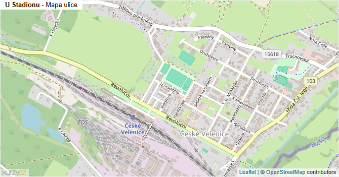 U Stadionu - mapa ulice