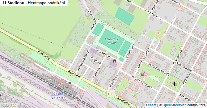 U Stadionu - mapa podnikání