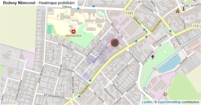 Boženy Němcové - mapa podnikání