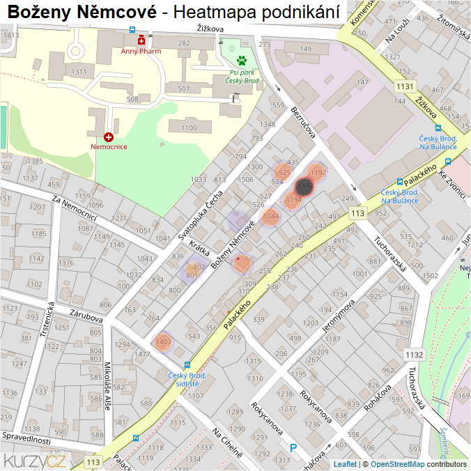 Mapa Boženy Němcové - Firmy v ulici.