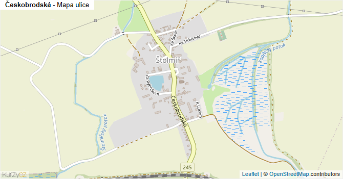 Českobrodská - mapa ulice